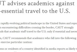 批评美国政府的学者需特别谨慎，加拿大大学教师协会对赴美发警告